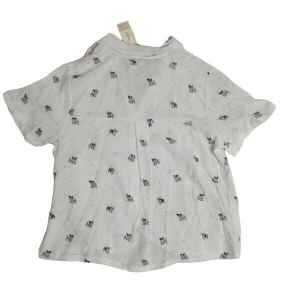 Japna White Button-Up Shirt With French Bulldog Print - Picture 3 of 4